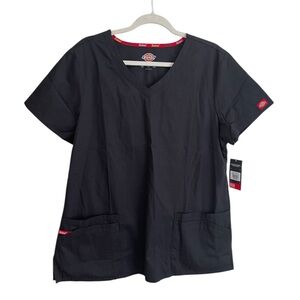 Dickie Women’s V-Neck Black Scrub Top Size XL